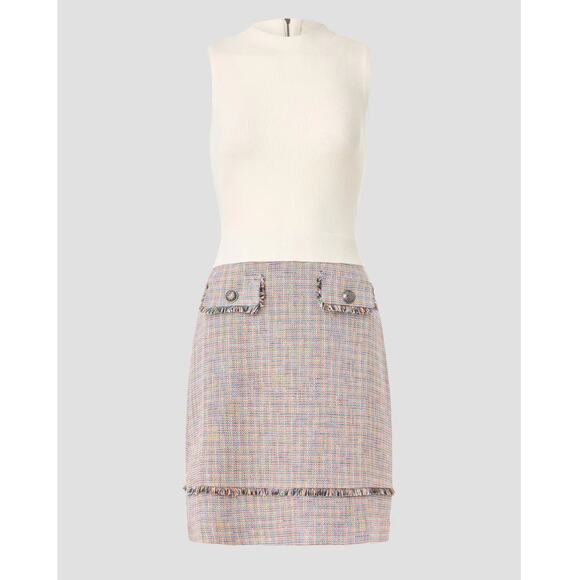 Ted Baker Mayumid Tweed Mini Dress White Ribbed Sleeveless Sz 12 US (5 Ted) - Picture 6 of 15